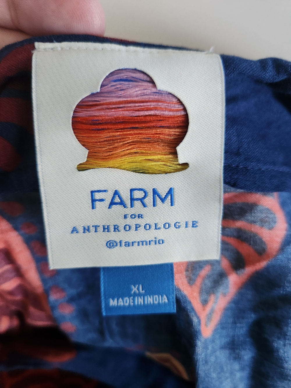 Anthropologie Farm Rio Navy Midi Skirt with Multicolor Heart/leaf Motif - Picture 3 of 4